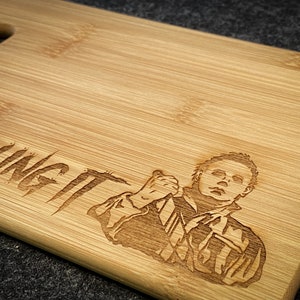 Michael Myers / Killing It - Laser Engraved Bamboo Cutting Board Rounded Edges