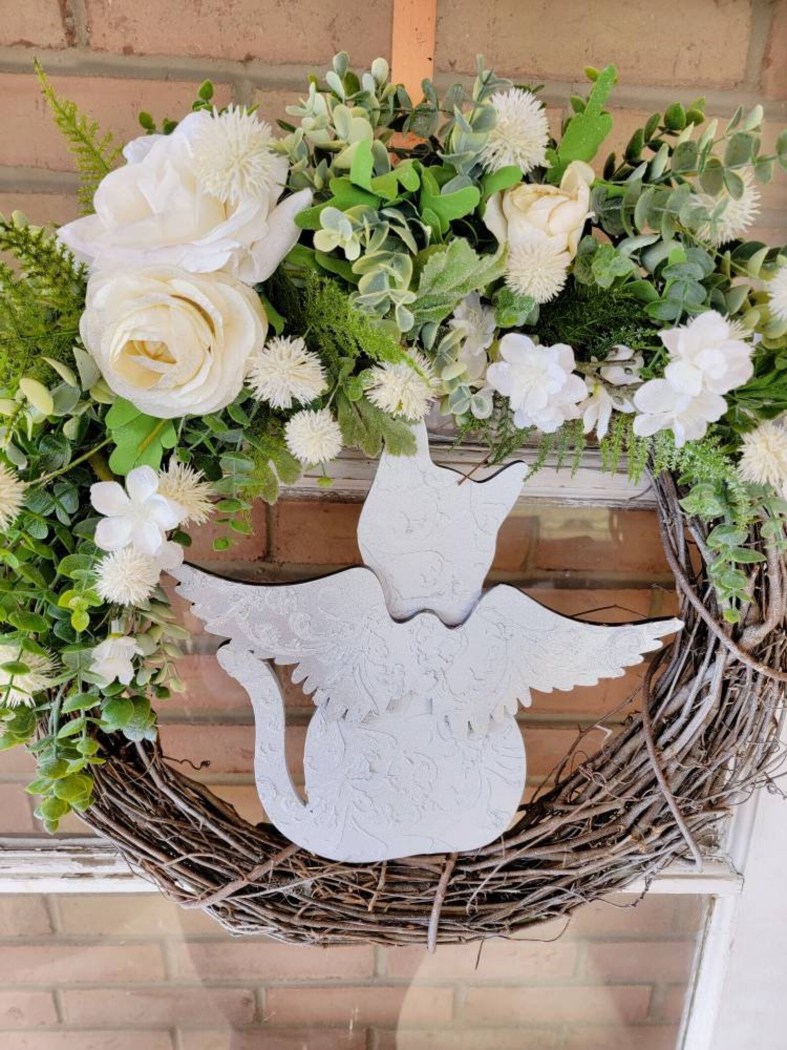 Loss of Pet Memorial Angel Wings Ethereal Cat Wreath Etsy