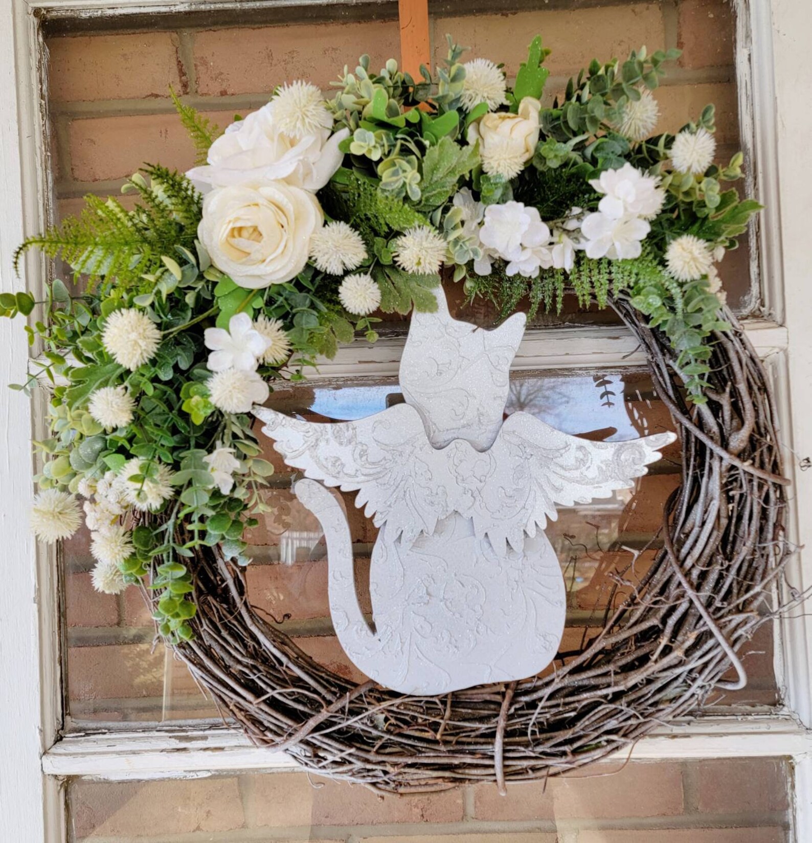 Loss of Pet Memorial Angel Wings Ethereal Cat Wreath Etsy