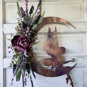 Iridescent Fairy Crescent Moon Wreath • Purple Fantasy Wreath • Ethereal Celestial Door Hanging • Lunar Home Wall Decor • Fae Lovers Gift