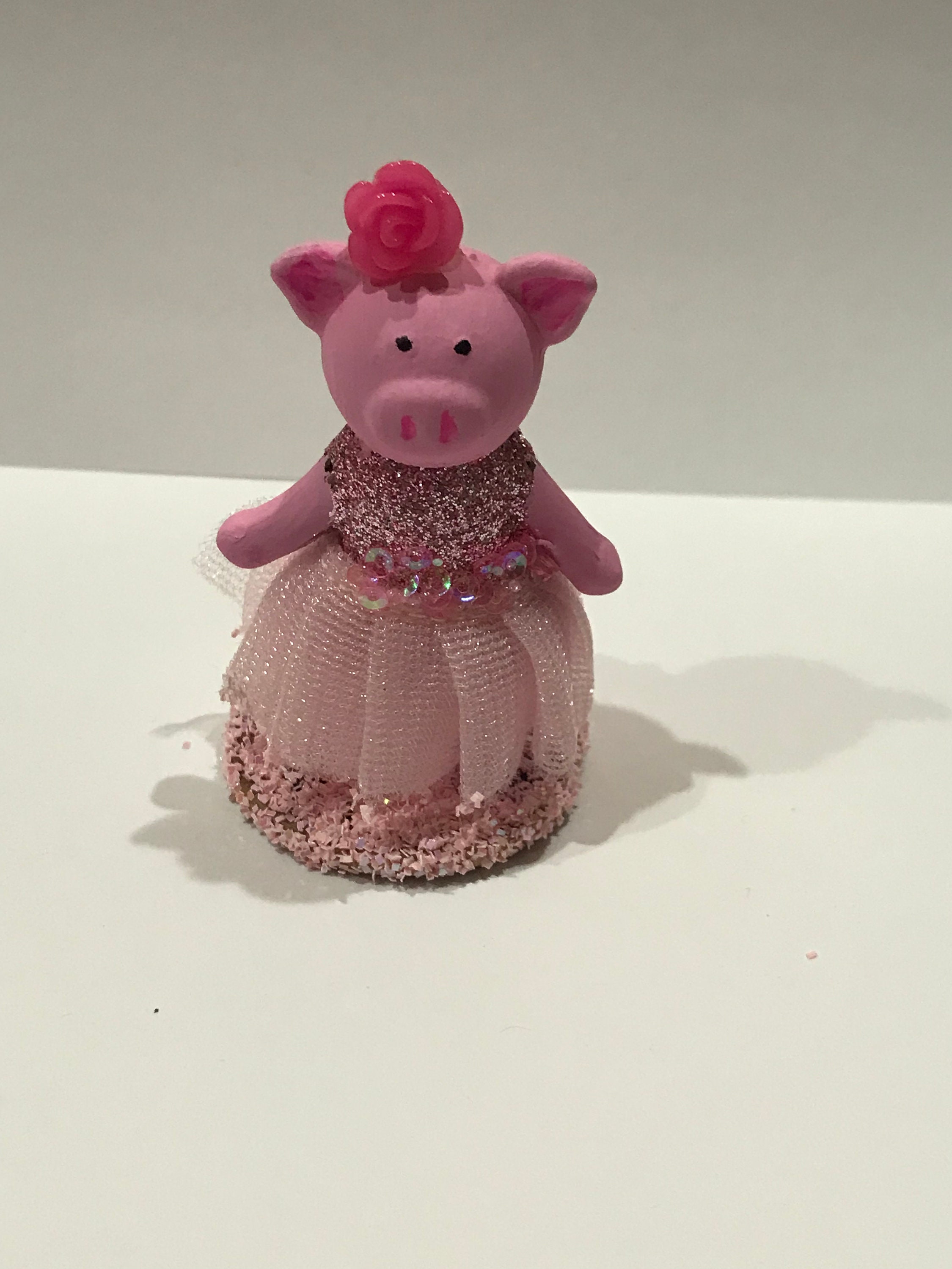 Dollhouse Mini Pig in Pink Dress - Etsy