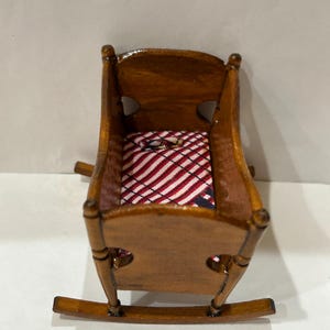 Miniature Dollhouse Vintage Wooden Baby Crib