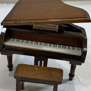 Dollhouse Wooden Piano with bench chair