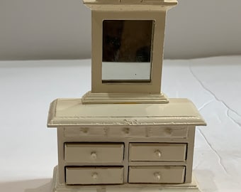 Dollhouse Wooden Dresser with Mirror