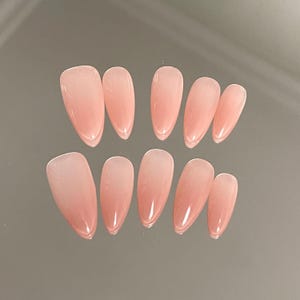 Blush Pink Ombre Press On Nails Almond soft pink Nails Elegant Gradient Nail Set for gift, Everyday, Bridal and Special Occasions