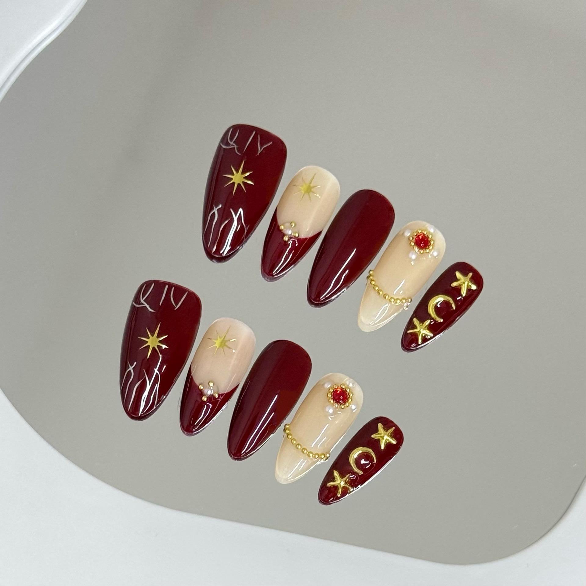 prom nails for maroon dress Prom Nail Set Burgundy