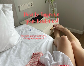 Curso EBook / Cómo Mejorar Tus Rutinas Diarias / Aumentar la Felicidad y la Productividad / Más de 50 páginas con Hojas de Trabajo / Descarga Instantánea /