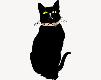 Brujas y gatos / Imágenes digitales / Paquete de cuatro imágenes digitales / Descarga instantánea /