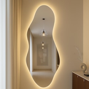Asymmetric LED Wall Mirror, Modern Home Decor.