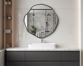 Luxe asymmetrische ronde muurkunst | Geschulpt glamoureus ontwerp voor badkamer en damestoilet van DNZ