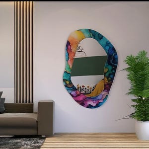 Asymmetrical Mirror, Irregular Mirror, Mirror Wall Decor on Tempered Glass, Entryway Hallway Mirror, Mirror for Bathroom, Luxury Home Decor.