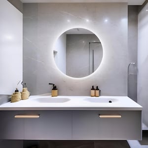 Round LED Mirror for Bathroom, Modern Decorative Mirror, LED Light, Handmade, Makeup Mirror, Round Led Mirror Home Design, Led Vanity Mirror