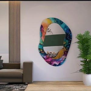 Asymmetrical Mirror, Irregular Mirror, Mirror Wall Decor on Tempered Glass, Entryway Hallway Mirror, Mirror for Bathroom, Luxury Home Decor.