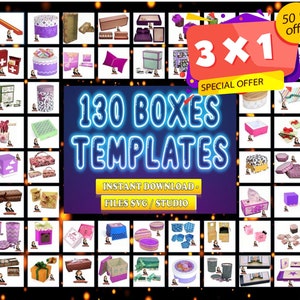 Kit Boxes, 3D boxes, 130, templates, svg, studio, cameo, cricut, paper crafts, decorative, party , box , cut files