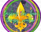 Mardi Gras Door Hanger Sublimation Design: Laissez les bon temps rouler (PNG Digital Download)