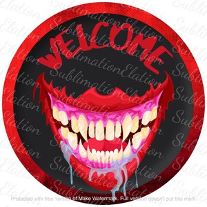 Welcome creepy Halloween door hanger sublimation design png
