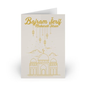 Eid Greeting Card, Bajram Greeting Card, Bosnian Eid Celebration - Beige - 1 card & 1 envelope