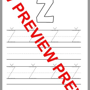 May include: A printable worksheet for practicing writing the letter Z. The letter Z is shown at the top of the page, followed by several lines with dotted lines to guide the user in tracing the letter.