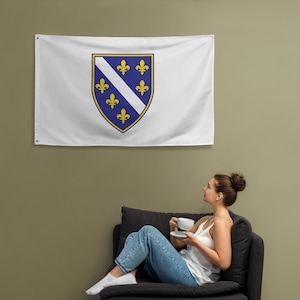 Bosnian Coat of Arms Flag, 34.5x56, BiH Flag, Bosnian flag