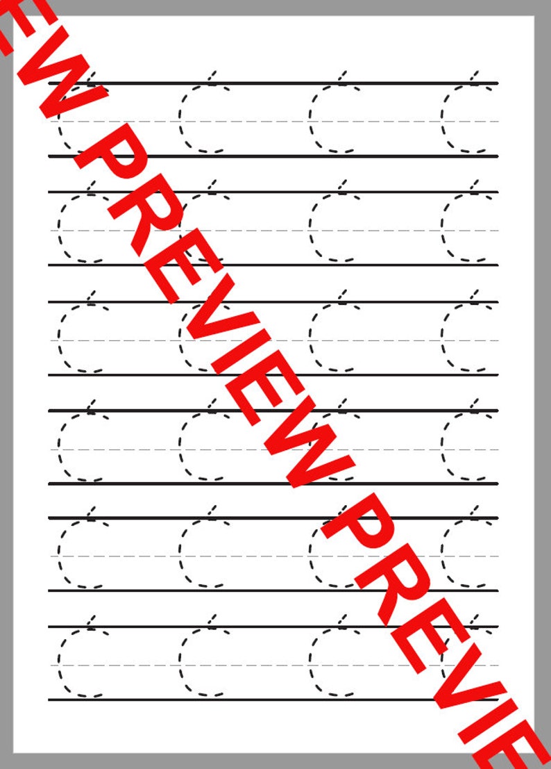 May include: A printable worksheet with dotted lines for tracing the letter 'C'. There are six rows of three 'C's each.