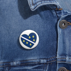 Bosnian Heart - Pin Button, Coat of Arms, Bosnian Flag, BiH Zastava