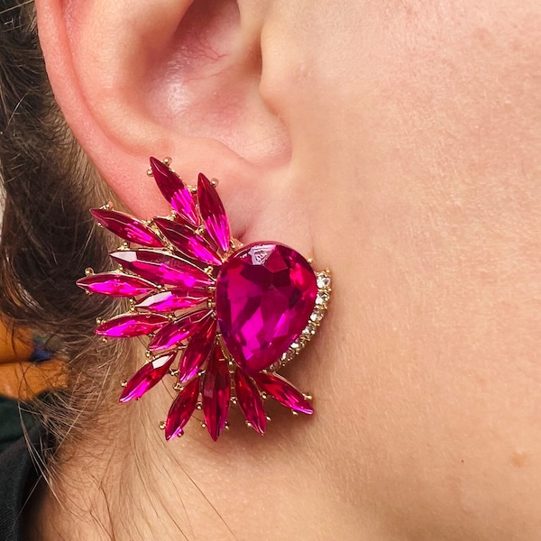 High quality, oversized pink Stud Earrings