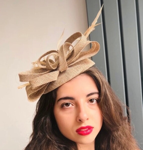 Khaki Feather Hair Fascinator - Etsy display picture 1