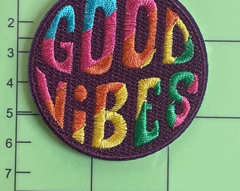 Mental Health Patch Circle Positivity Retro Patch Iron-On Patch Badge DIY Good Vibes Patch Patch for Jacket Jacket Patch Rainbow