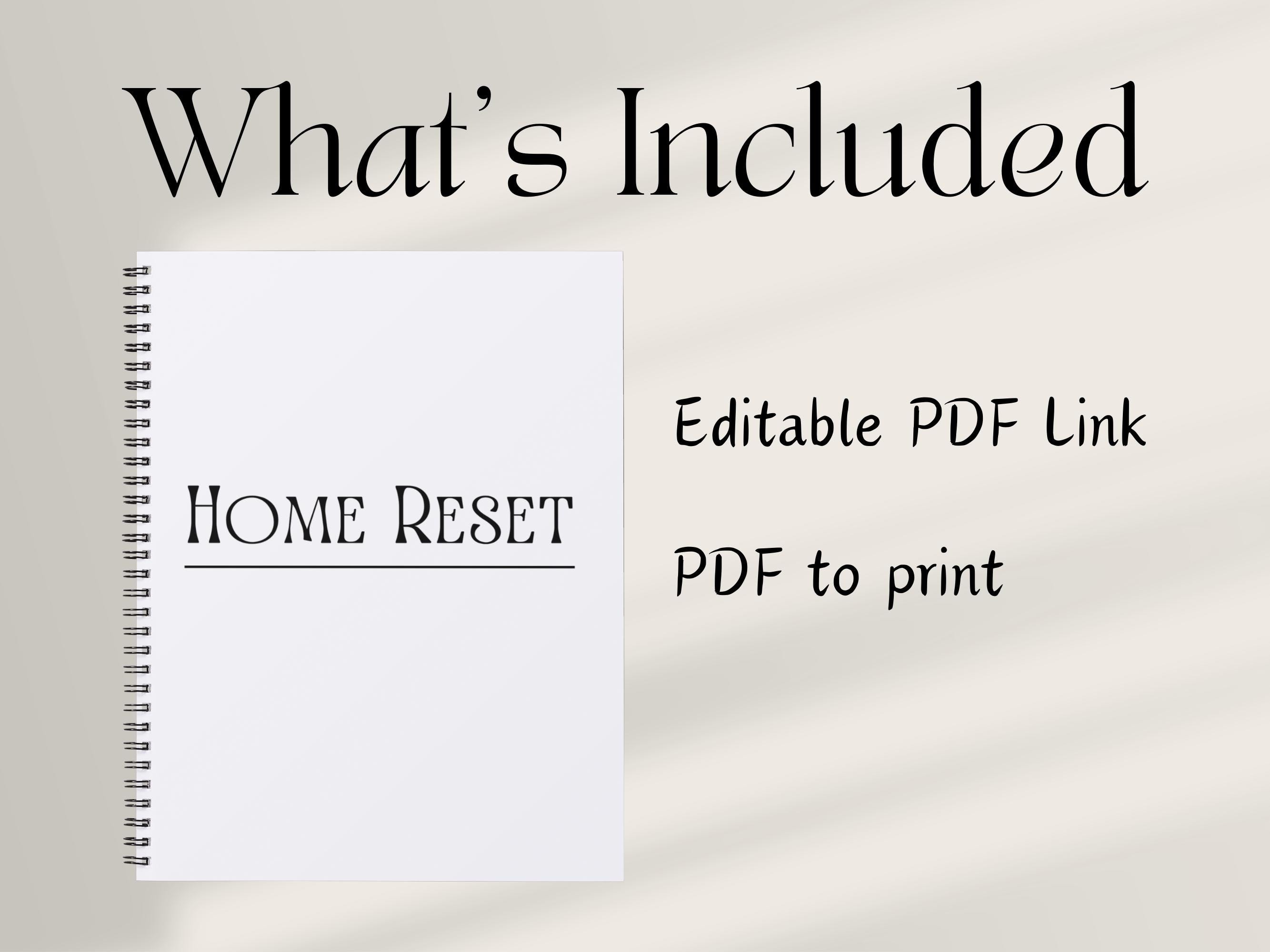 Home Reset, Editable Cleaning Routine, Home Organization Printable ...