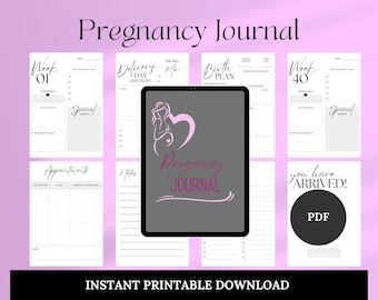 Journal de grossesse imprimable, prise de rendez-vous, plan de naissance (PDF)