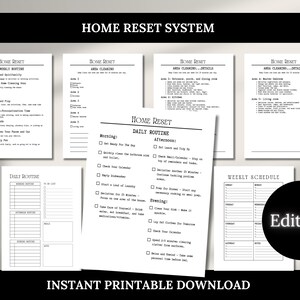 Home Reset, Editable Cleaning Routine, Home Organization Printable ...