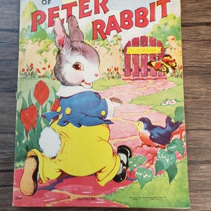 Vintage 1942 Peter Rabbit Book – Saalfield Pub. – Large Storybook – Detached Pages – Beatrix Potter – Antique Children’s Book