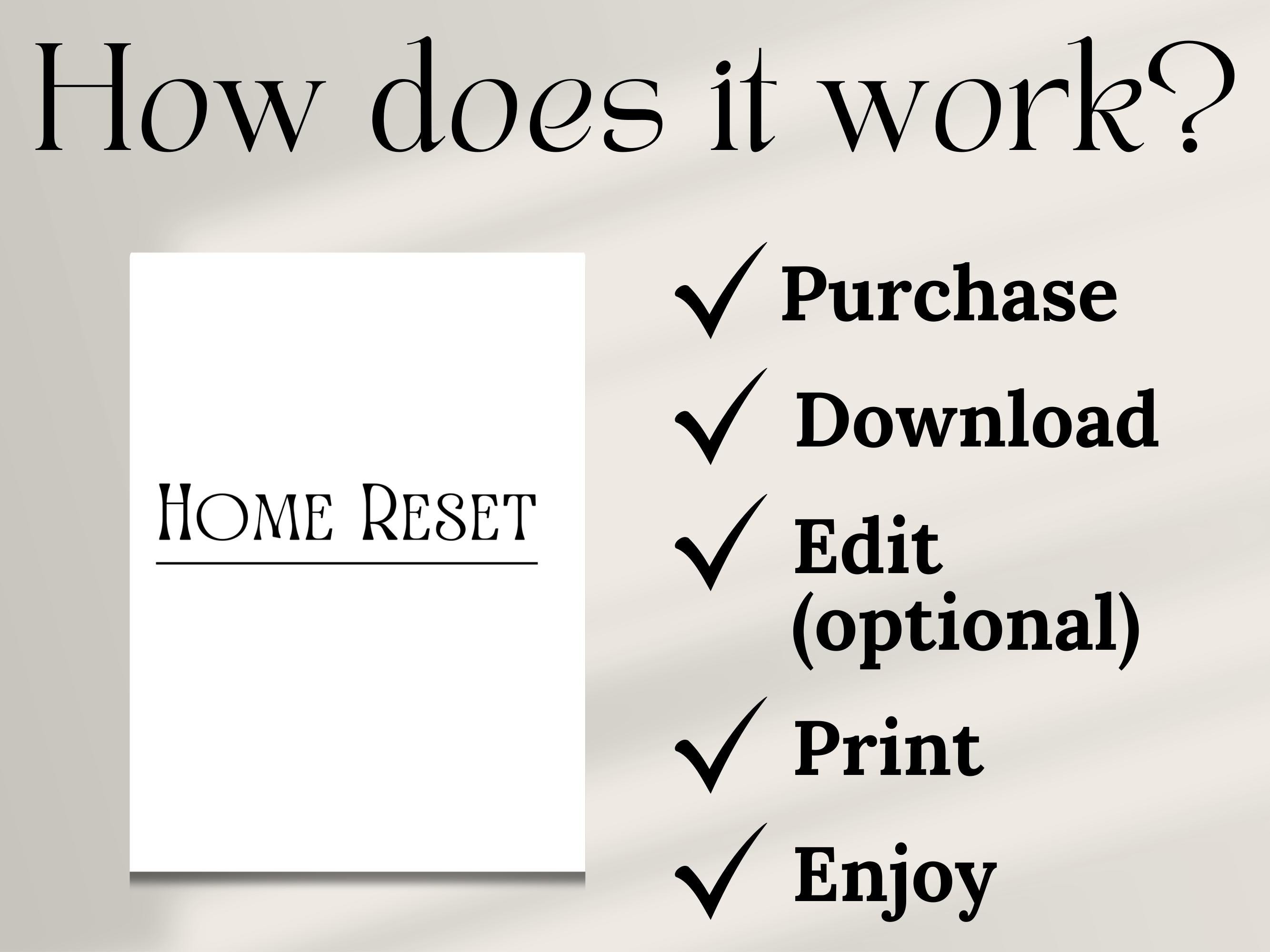 Home Reset, Editable Cleaning Routine, Home Organization Printable ...