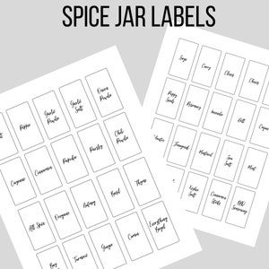 Spice Jar Labels
