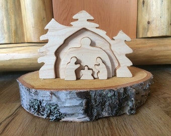 Natural 6 piece hardwood nativity puzzle | Nativity scene