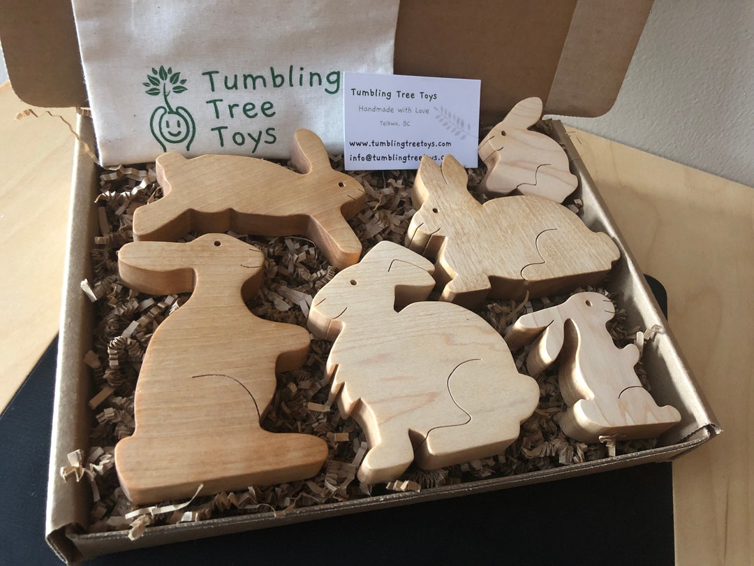 Natural 6 Piece Hardwood Rabbit Set Etsy