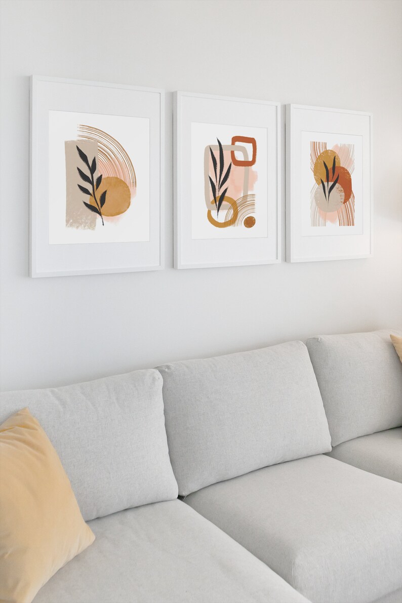 Boho Wall Art Set of Three Printable Abstract Designs - Etsy