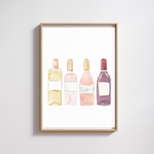 Watercolor Wine Bottle Print: Bar Area Wall Art (Digital Download)