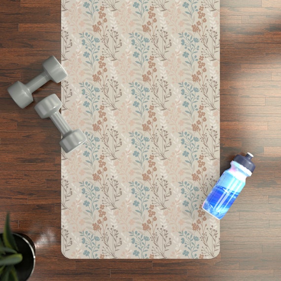 Neutral Floral Yoga Mat Eco-friendly and Non-slip Beautiful Botanical  Design Perfect for Home or Studio Practice 