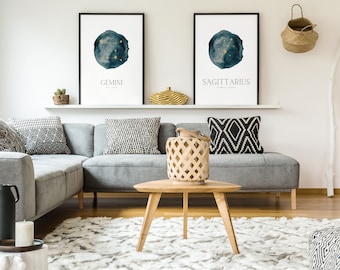 Astrology Constellation Wall Art | Set of 12 Zodiac Prints (Digital Download)