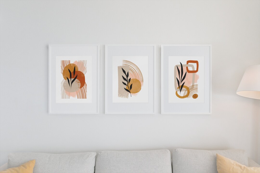 Boho Wall Art Set of Three Printable Abstract Designs - Etsy