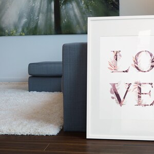 Love Poster with Floral Lettering for Valentines Day