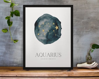 Aquarell Wassermann Sternbild Print | Sternzeichen Wandbild (Digitaler Download)