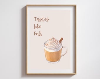 Pumpkin Spice Latte Print: Cozy Fall Coffee Bar Art (Digital Download)