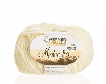 Merino 80 Wolle 50 Gramm - diverse Farben