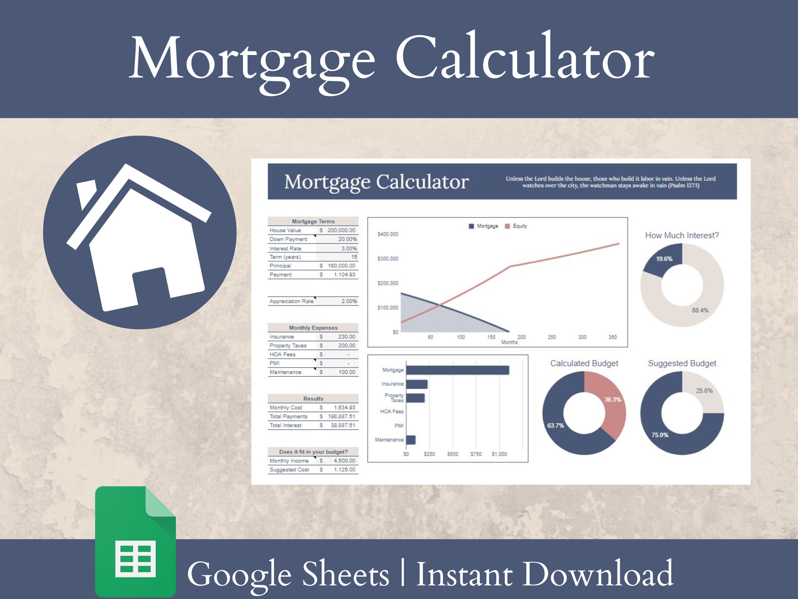 Mortgage Calculator Google Sheets Finance Template Personal Finance
