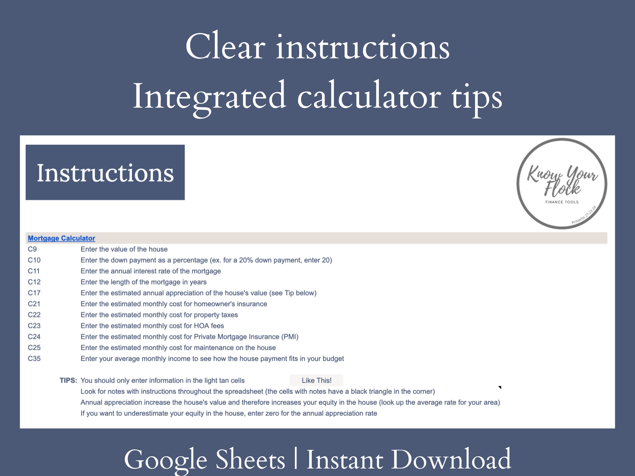 Mortgage Calculator Google Sheets Finance Template Personal Finance