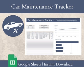 Car Maintenance Tracker | Google Sheets Template | Personal Finance Spreadsheet