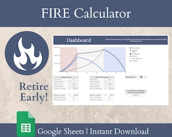 FIRE Calculator | Bridge Account | Early Retirement | Google Sheets Template | Personal Finance | Investment Tracker