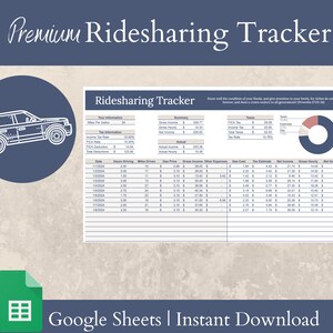 May include: A Google Sheets spreadsheet template for tracking rideshare earnings. The spreadsheet includes sections for your information, tax information, a summary of your earnings, and a detailed log of your rides. The spreadsheet also includes a pie chart showing your income and expenses. The template is designed to help you track your rideshare income and expenses, and to calculate your net income.